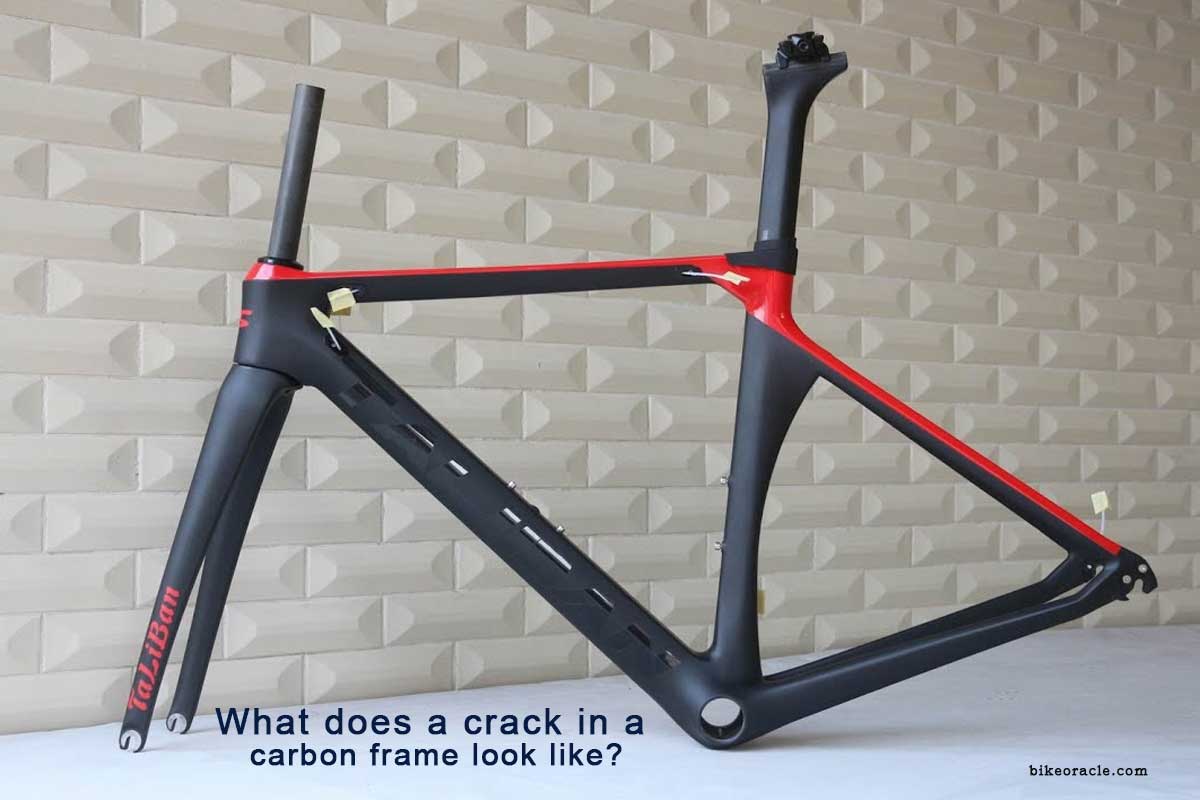 What does a crack in a carbon frame look like